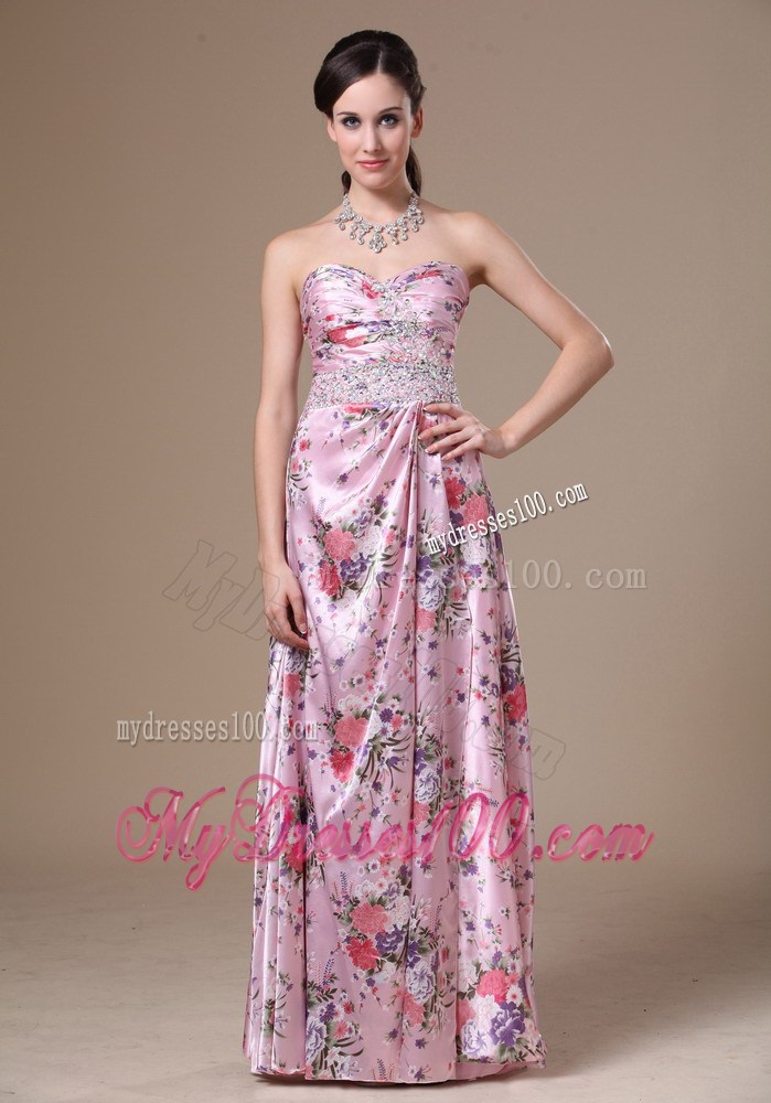 Print Beading Column Floor-length Sweetheart 2013 Prom Dress