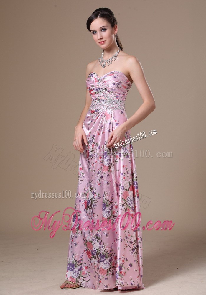 Print Beading Column Floor-length Sweetheart 2013 Prom Dress