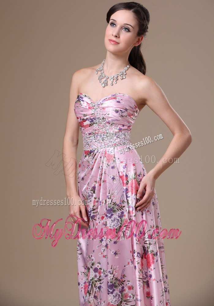 Print Beading Column Floor-length Sweetheart 2013 Prom Dress