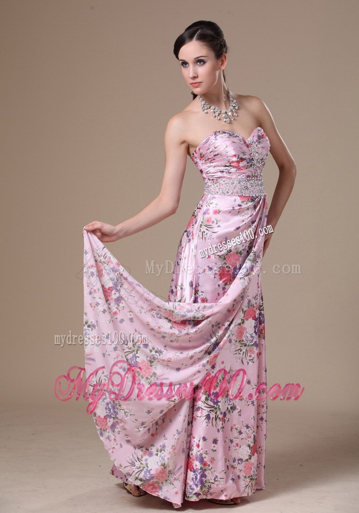 Print Beading Column Floor-length Sweetheart 2013 Prom Dress