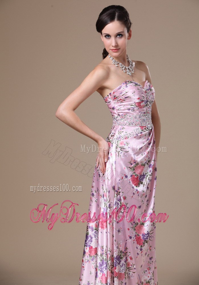 Print Beading Column Floor-length Sweetheart 2013 Prom Dress