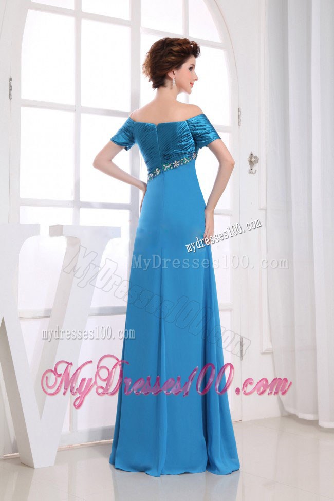 Beading Off The Shoulder Empire Blue 2013 Prom Dresses Floor-length