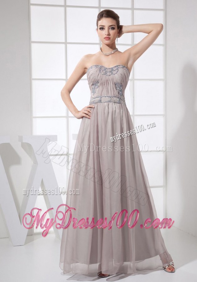 2013 New Beading Column Sweetheart Ankle-length Grey Prom Dress