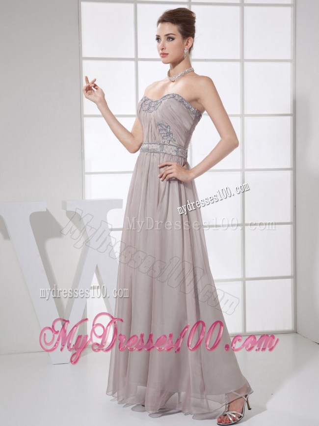 2013 New Beading Column Sweetheart Ankle-length Grey Prom Dress