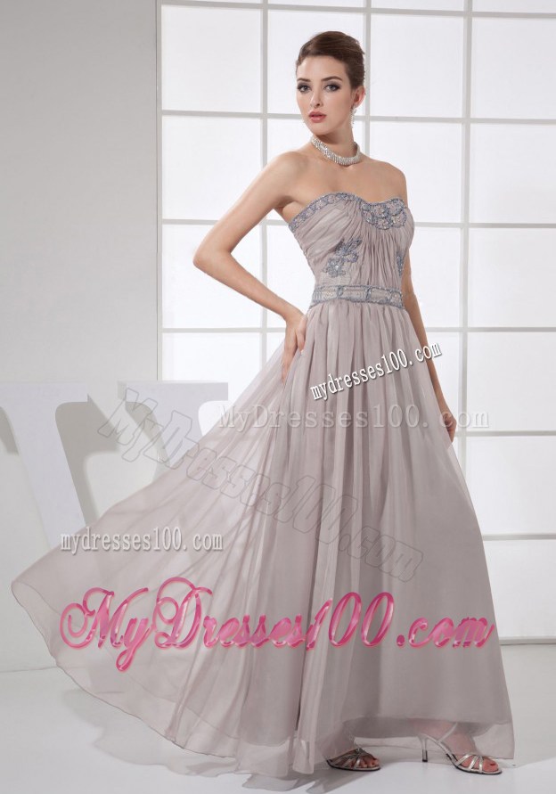2013 New Beading Column Sweetheart Ankle-length Grey Prom Dress
