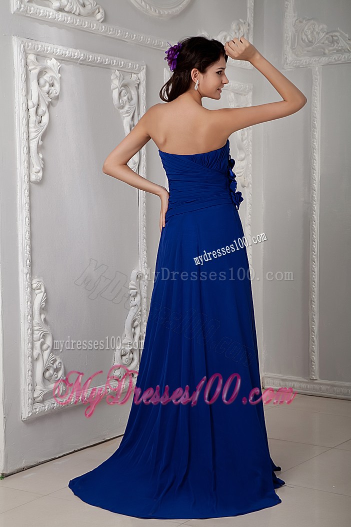 Luxurious Royal Blue Sweep Prom Dress Empire Sweetheart Beading