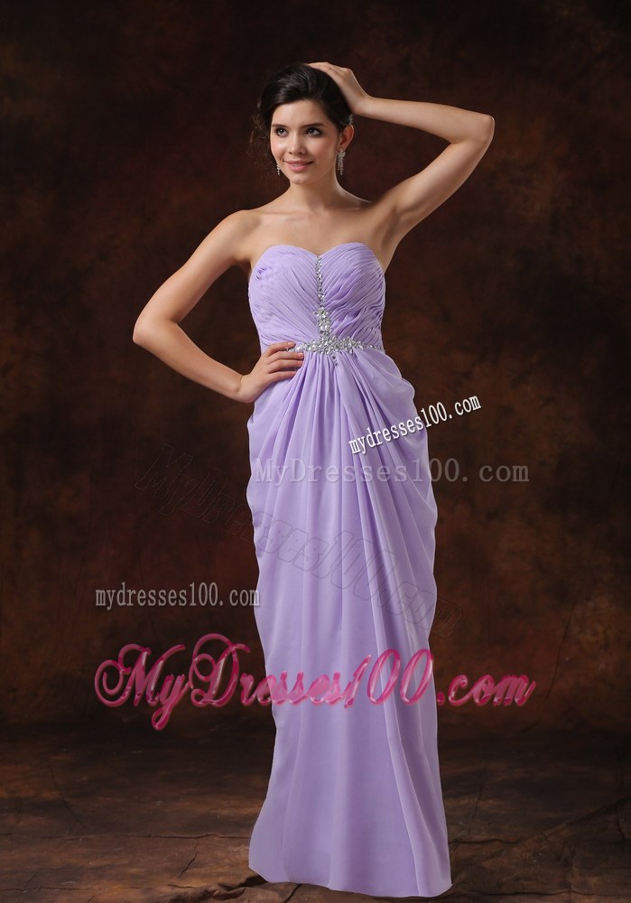 Beading Lilac Empire Beading Sweetheart Prom Dresses Floor-length
