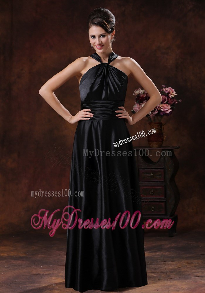 Affordable Black Empire Halter Prom Dresses In 2013 with Floor-length