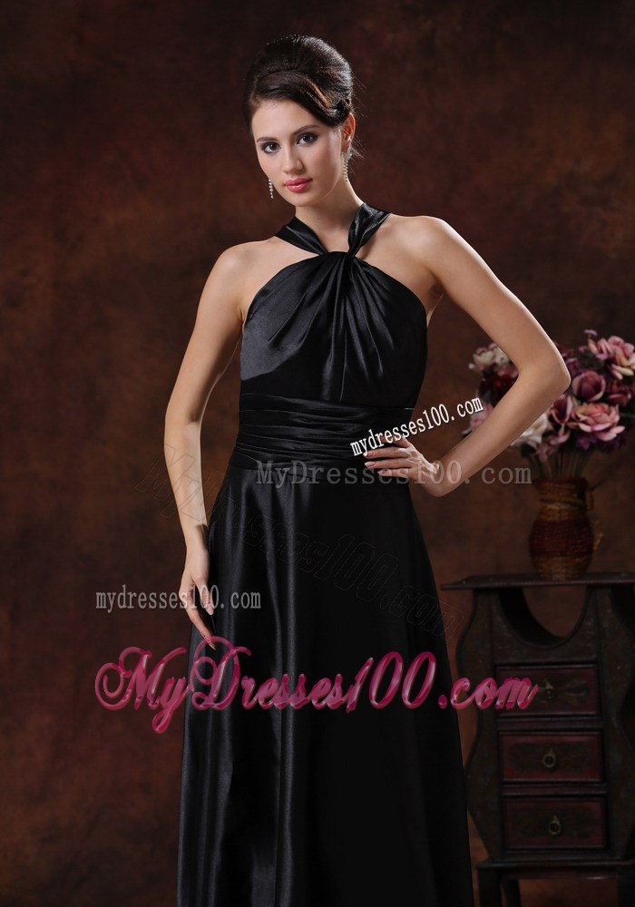 Affordable Black Empire Halter Prom Dresses In 2013 with Floor-length