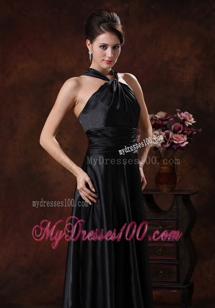 Affordable Black Empire Halter Prom Dresses In 2013 with Floor-length