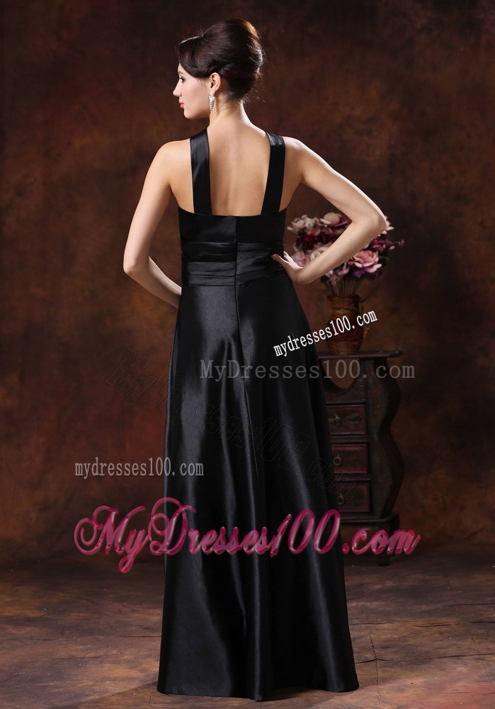 Affordable Black Empire Halter Prom Dresses In 2013 with Floor-length