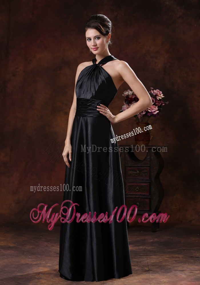 Affordable Black Empire Halter Prom Dresses In 2013 with Floor-length