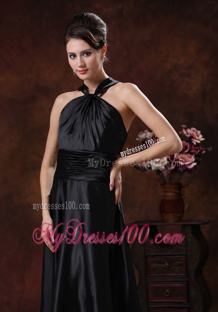 Affordable Black Empire Halter Prom Dresses In 2013 with Floor-length