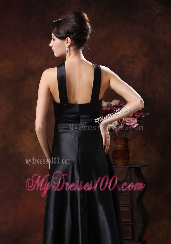 Affordable Black Empire Halter Prom Dresses In 2013 with Floor-length