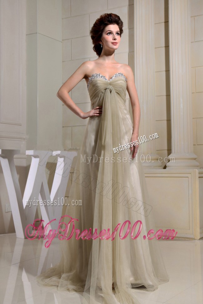 Champagne Empire Sweetheart Beading and Ruched 2013 Prom Dress
