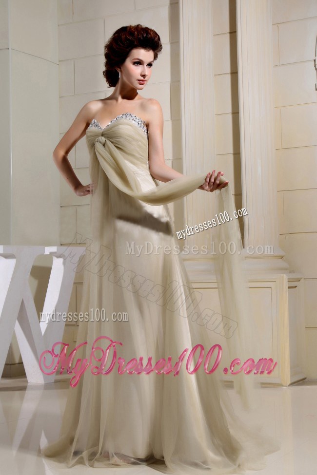 Champagne Empire Sweetheart Beading and Ruched 2013 Prom Dress