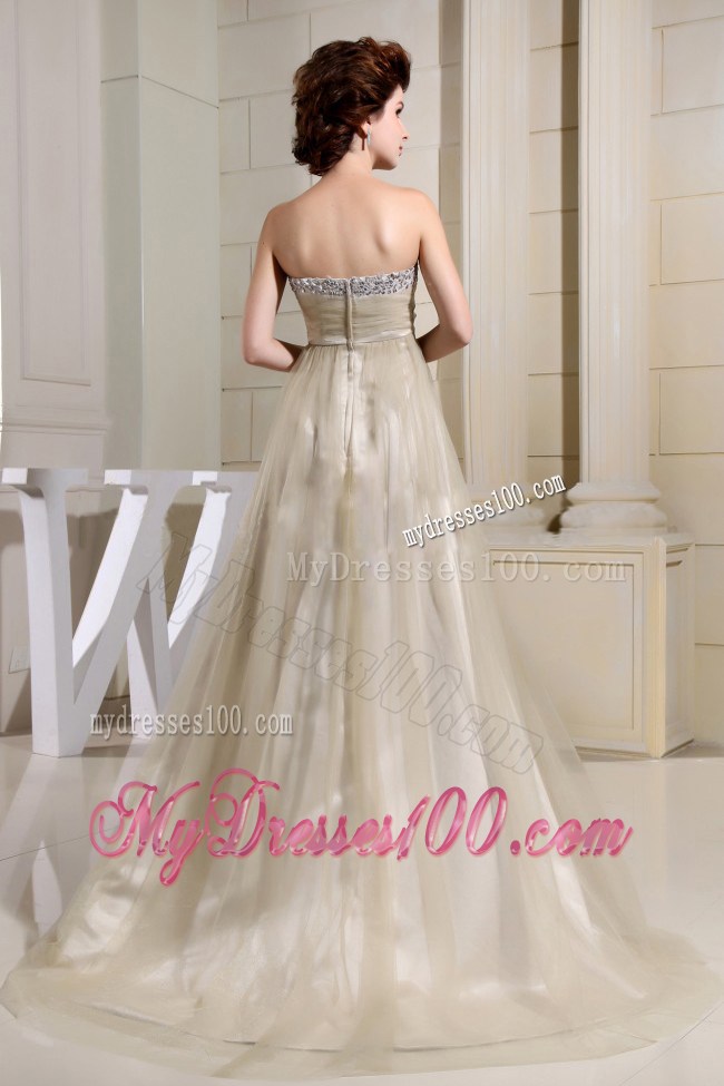 Champagne Empire Sweetheart Beading and Ruched 2013 Prom Dress