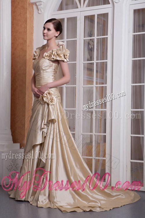 Customize Champagne Sweetheart 2013 Prom Dress Court Train