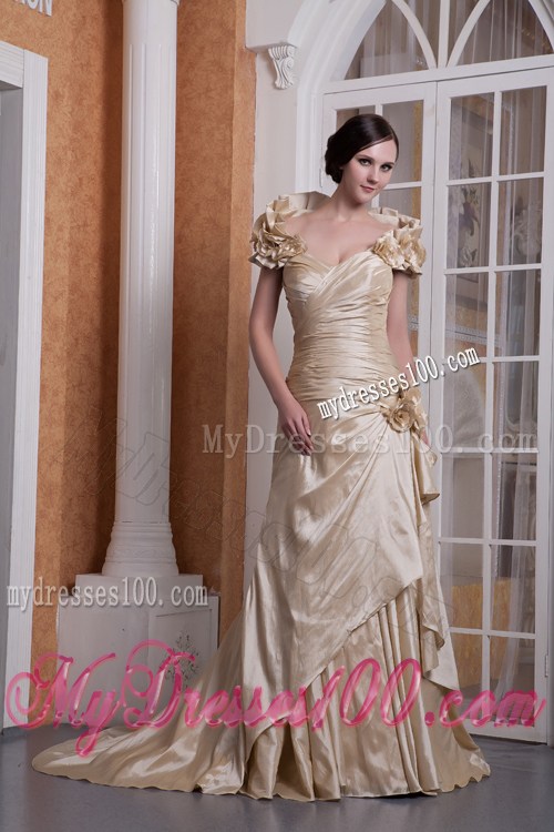 Customize Champagne Sweetheart 2013 Prom Dress Court Train