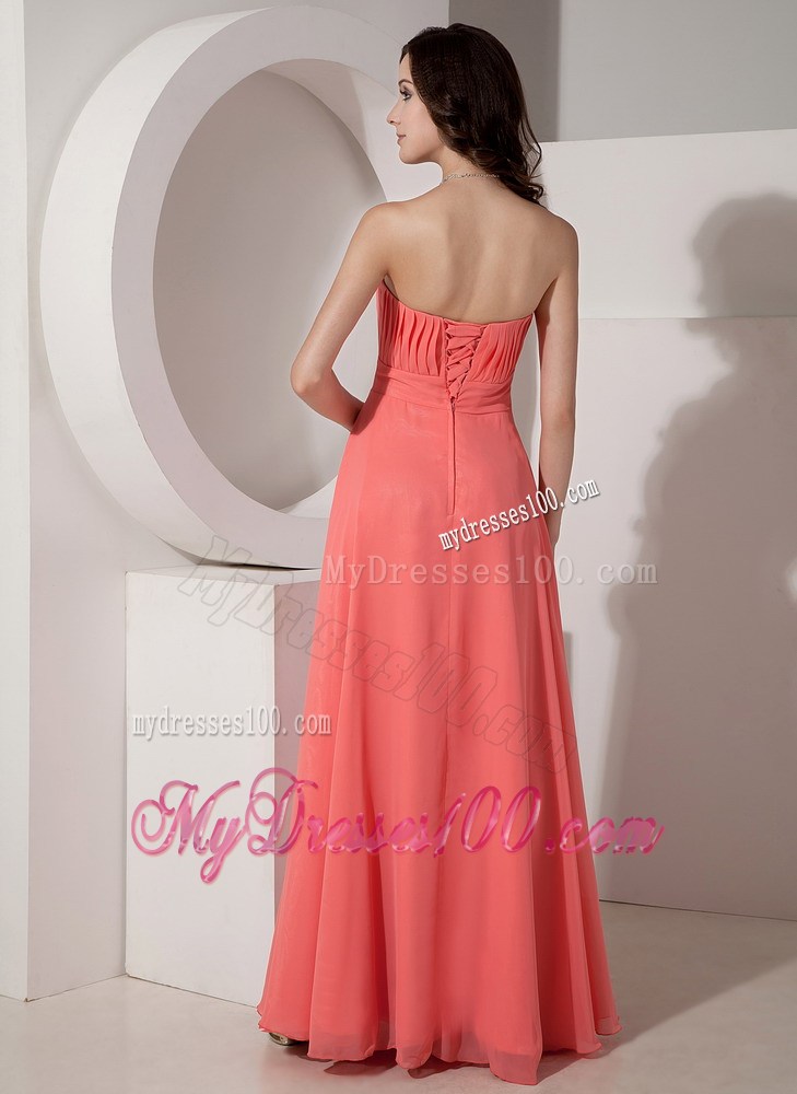 Elegant Watermelon Red Empire Strapless 2013 Prom Dress Beading