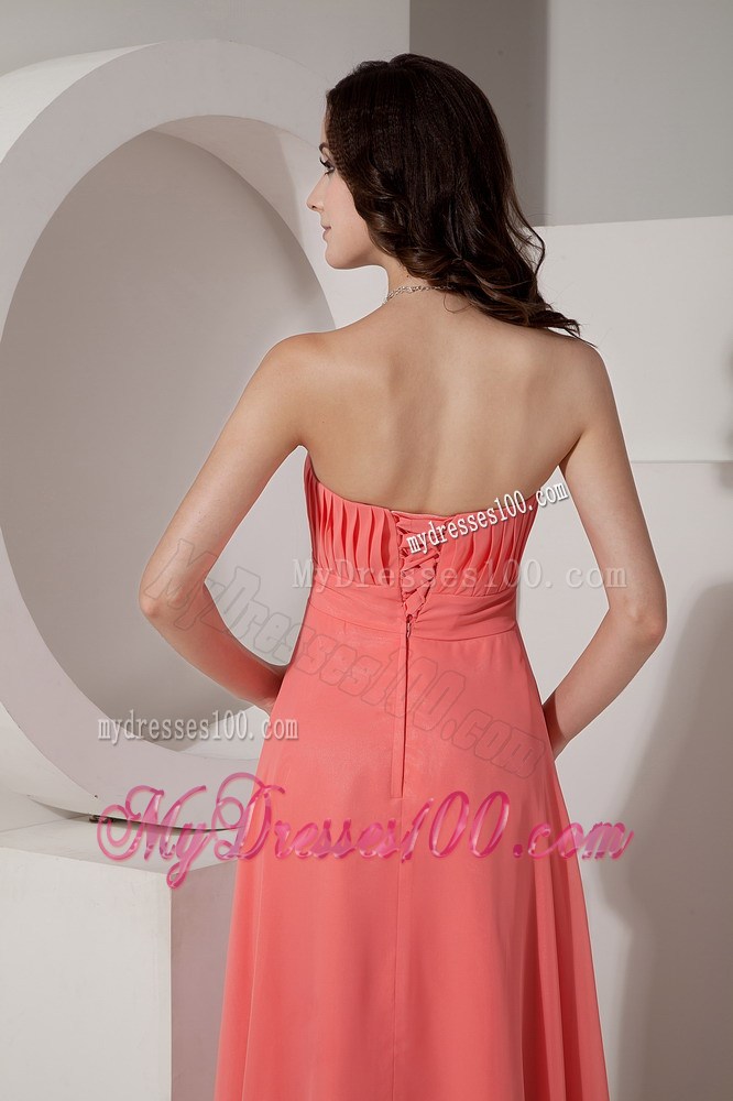 Elegant Watermelon Red Empire Strapless 2013 Prom Dress Beading