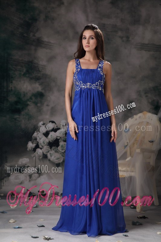 Royal Blue Straps 2013 Summer Floor-length Prom Dresses Beading