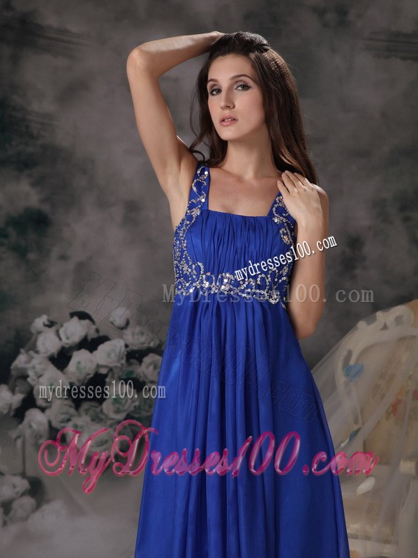 Royal Blue Straps 2013 Summer Floor-length Prom Dresses Beading