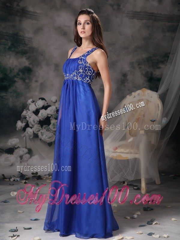 Royal Blue Straps 2013 Summer Floor-length Prom Dresses Beading