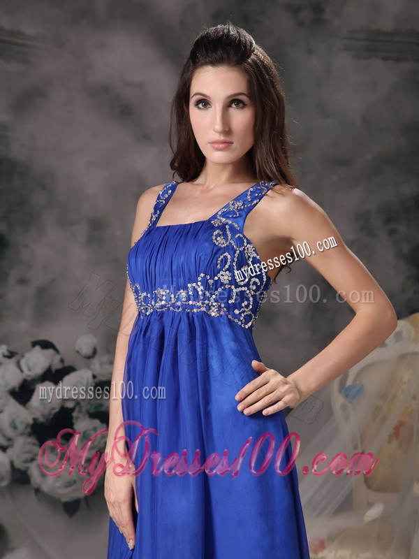 Royal Blue Straps 2013 Summer Floor-length Prom Dresses Beading