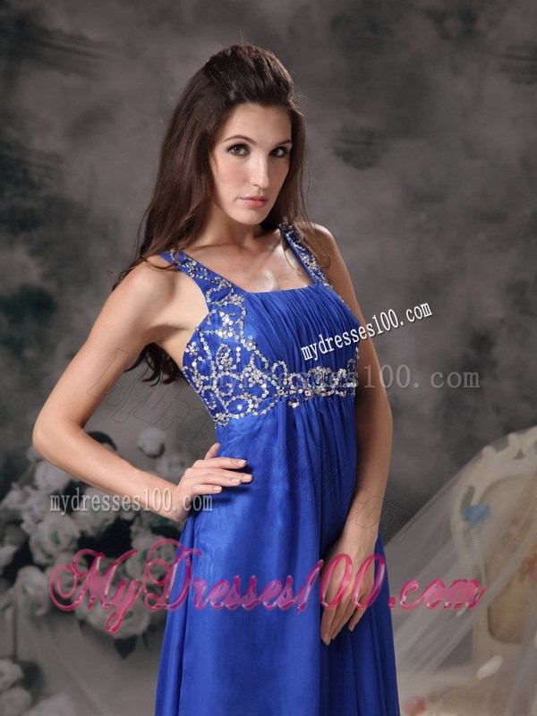 Royal Blue Straps 2013 Summer Floor-length Prom Dresses Beading