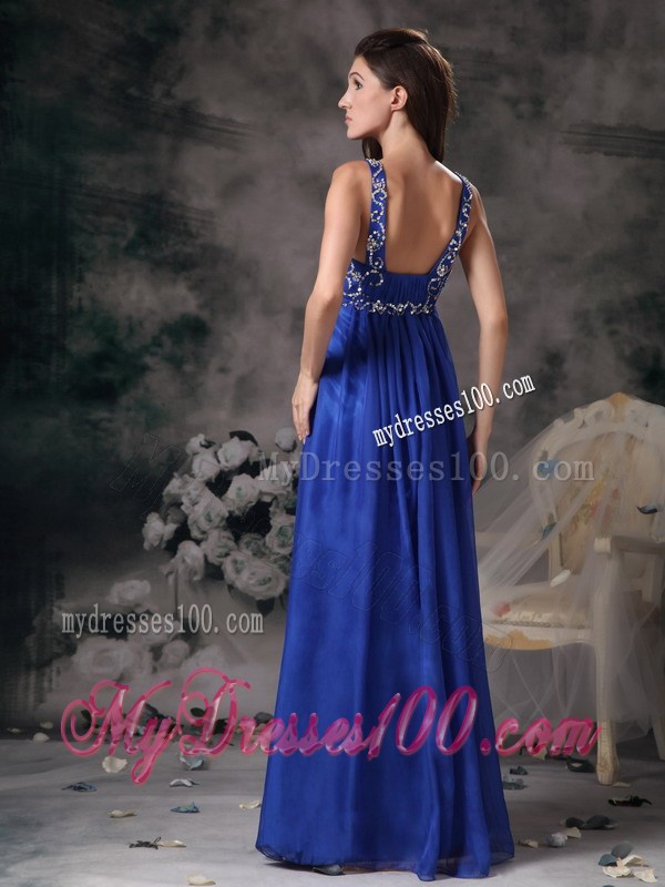 Royal Blue Straps 2013 Summer Floor-length Prom Dresses Beading