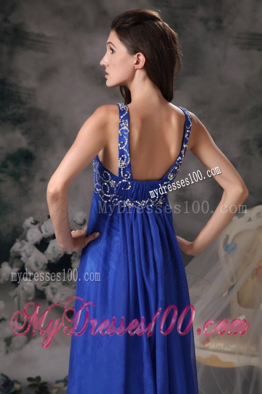 Royal Blue Straps 2013 Summer Floor-length Prom Dresses Beading