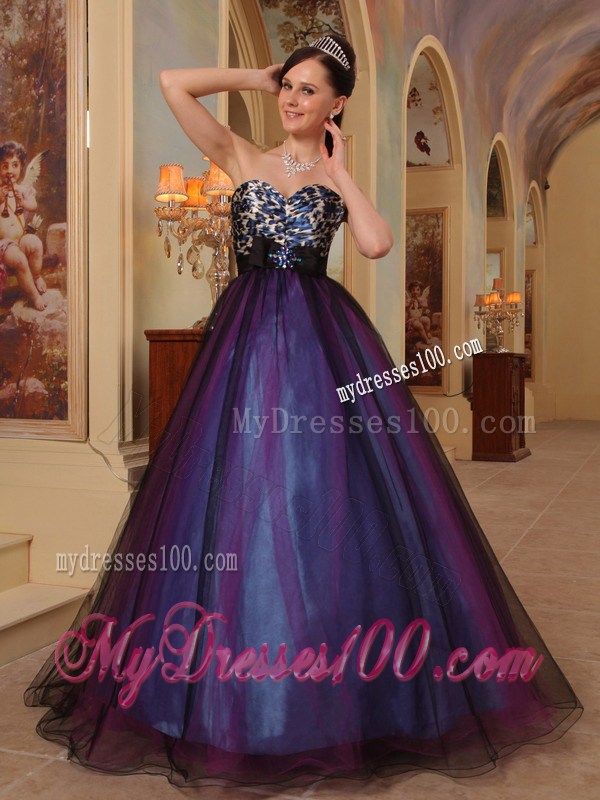 Purple Sweetheart Floor-length Beading Prom Pageant Dress