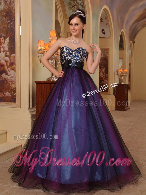 Purple Sweetheart Floor-length Beading Prom Pageant Dress
