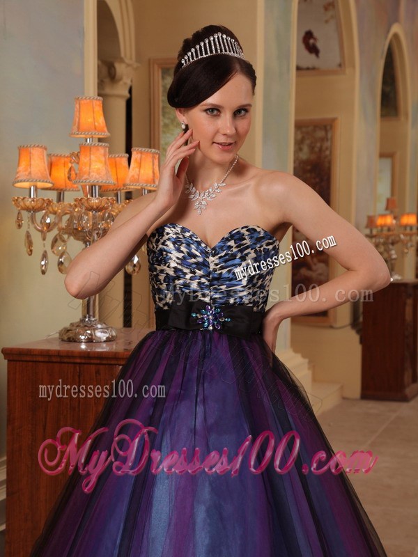 Purple Sweetheart Floor-length Beading Prom Pageant Dress