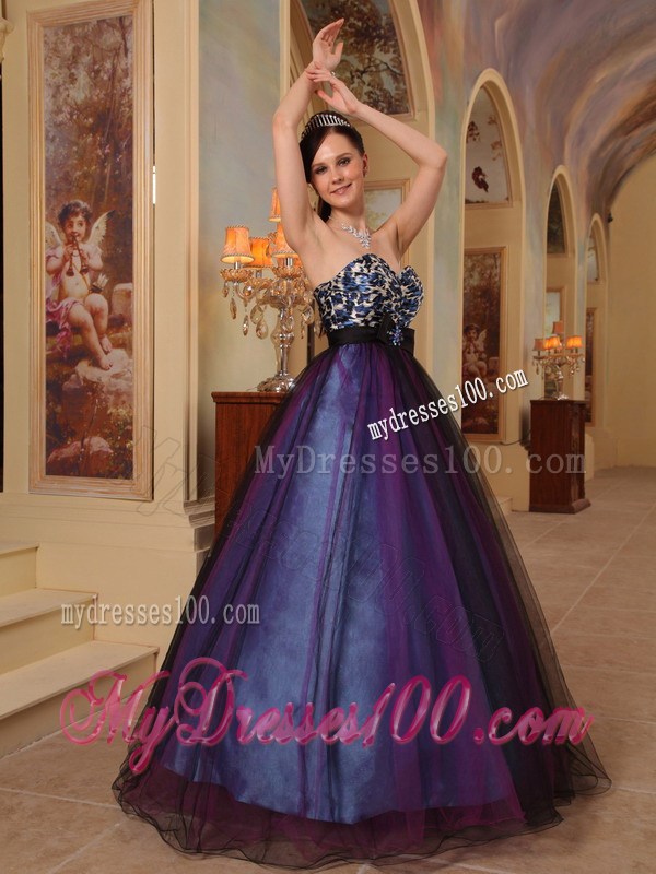 Purple Sweetheart Floor-length Beading Prom Pageant Dress