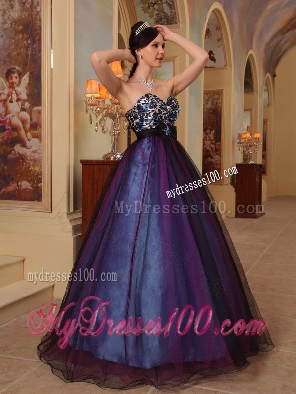 Purple Sweetheart Floor-length Beading Prom Pageant Dress