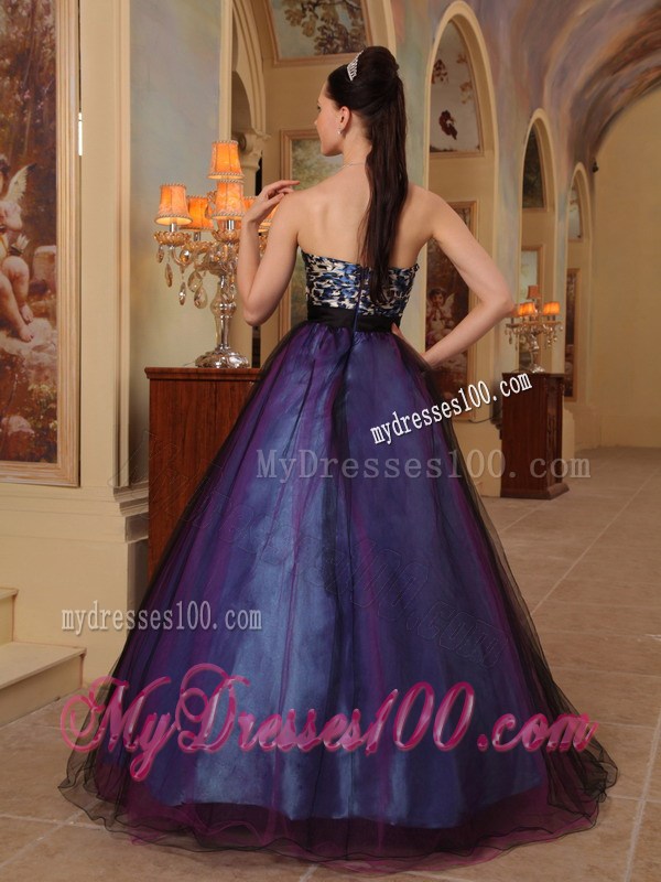 Purple Sweetheart Floor-length Beading Prom Pageant Dress