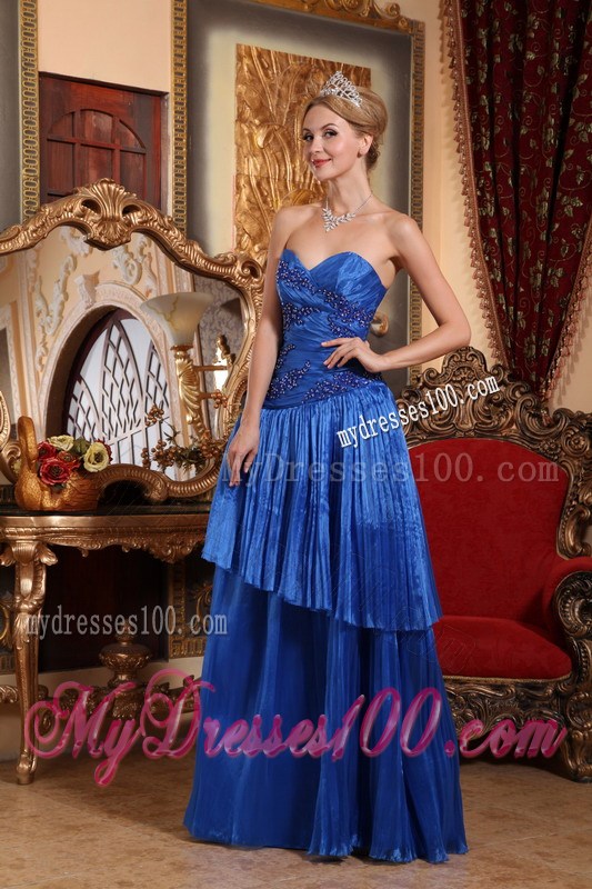 Royal Blue Column Sweetheart Floor-length Appliques Prom Dresses