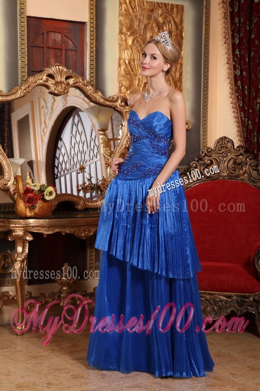 Royal Blue Column Sweetheart Floor-length Appliques Prom Dresses