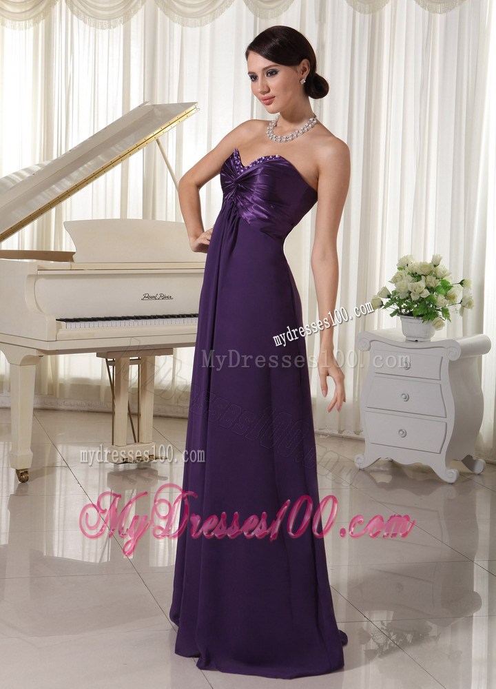 Empire Sweetheart Beaded Dark Purple Prom Evening Dress On Sale
