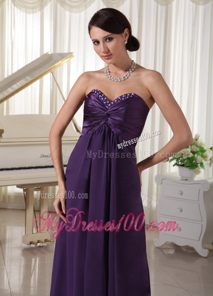 Empire Sweetheart Beaded Dark Purple Prom Evening Dress On Sale
