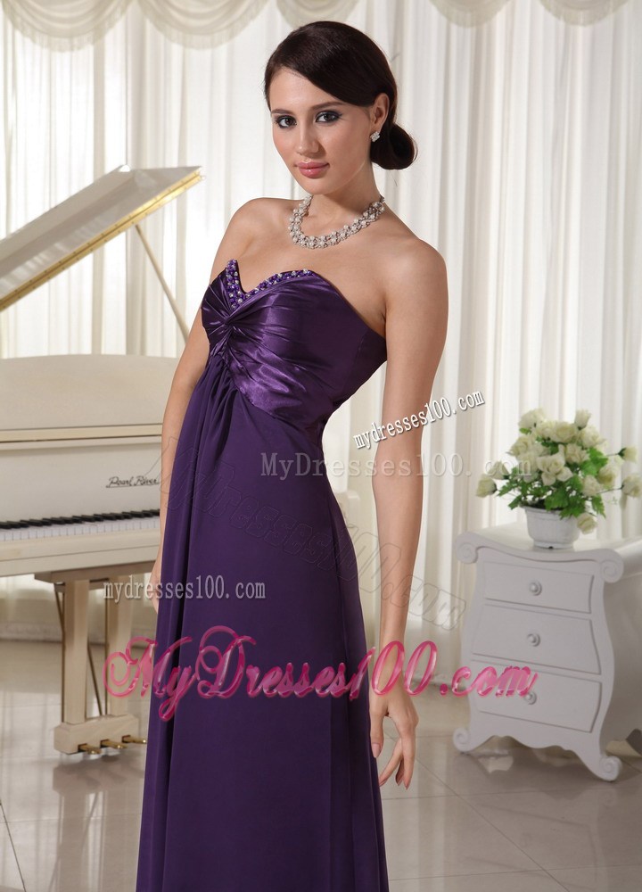 Empire Sweetheart Beaded Dark Purple Prom Evening Dress On Sale