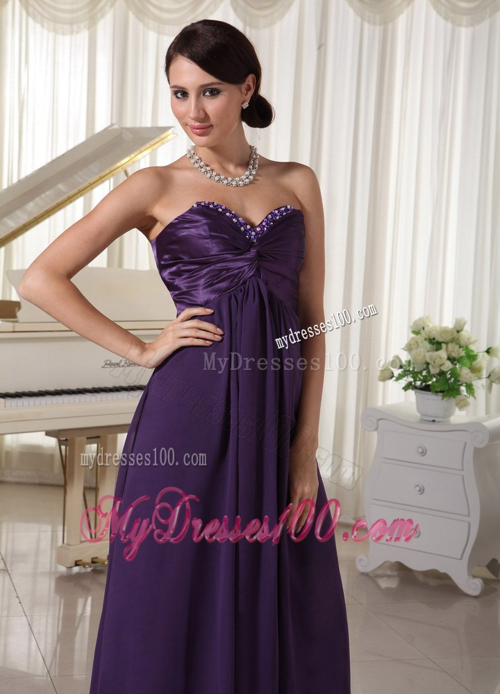 Empire Sweetheart Beaded Dark Purple Prom Evening Dress On Sale