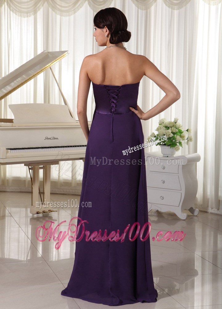 Empire Sweetheart Beaded Dark Purple Prom Evening Dress On Sale