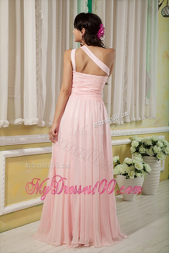 Baby Pink Prom Dresses Empire Asymmetrical Beading Floor-length