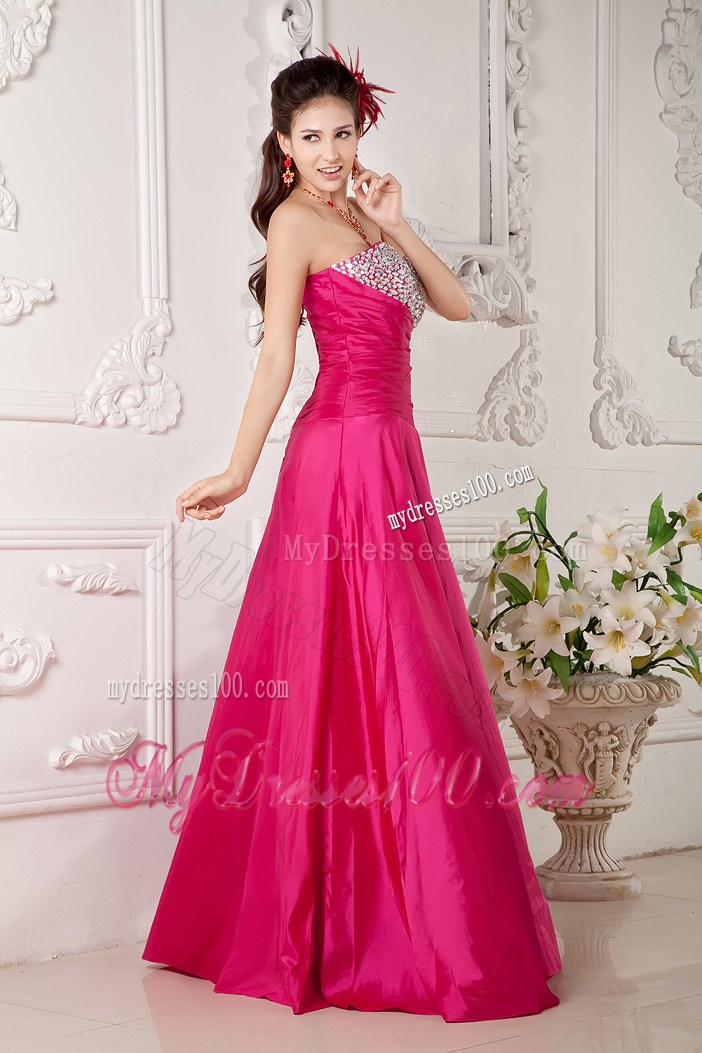 2013 Hot Pink Prom Dresses Sweetheart Beading Floor-length