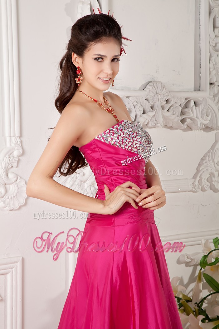2013 Hot Pink Prom Dresses Sweetheart Beading Floor-length