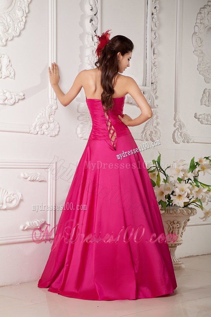 2013 Hot Pink Prom Dresses Sweetheart Beading Floor-length