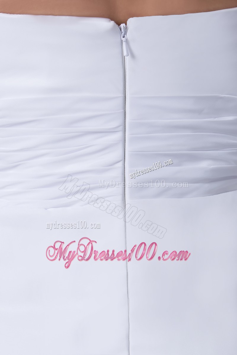 Elegant Empire Strapless Hand Made Flowers long White Prom Dress